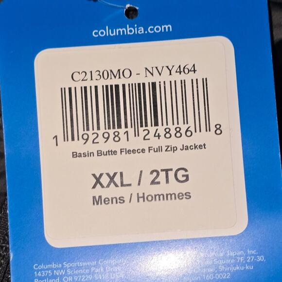 Columbia Basin Butte Navy Blue And Grey Fleece Full Zip Jacket Mens Size 2XL NEW - Picture 11 of 11